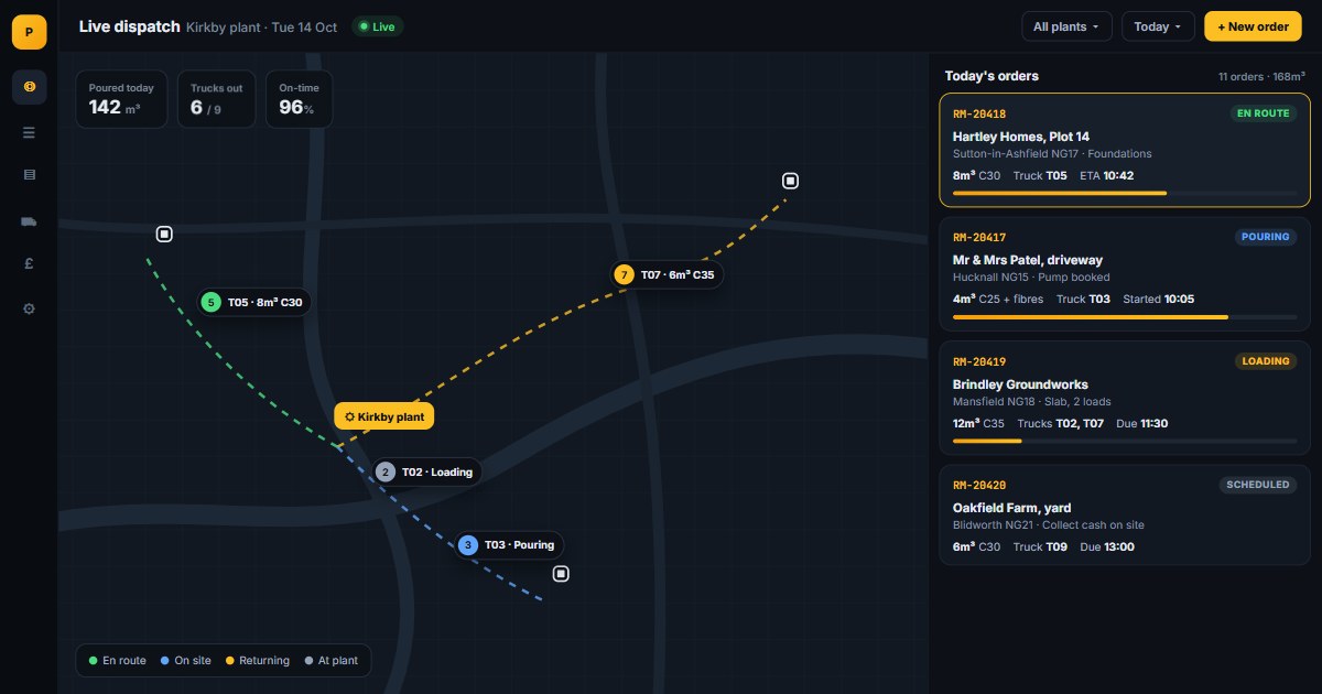 Screenshot of the PourTrack: Delivery Dispatch website homepage