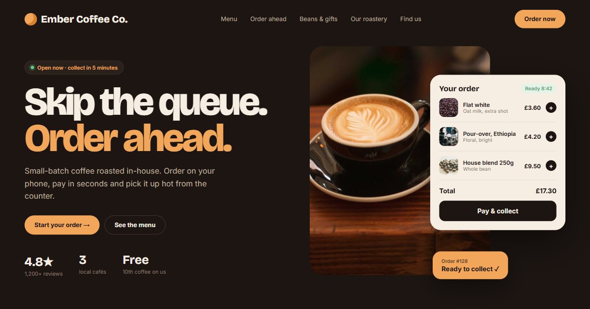 Coffee Shop & Order Ahead website